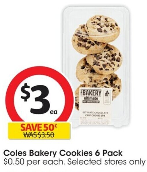 Coles Bakery Cookies 6 Pack offer at Coles