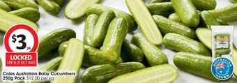 Coles Coles Australian Baby Cucumbers 250g Pack offer