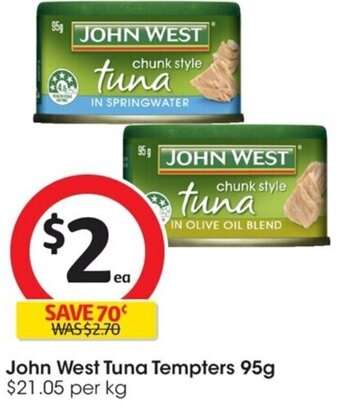Coles John West Tuna Tempters 95g offer