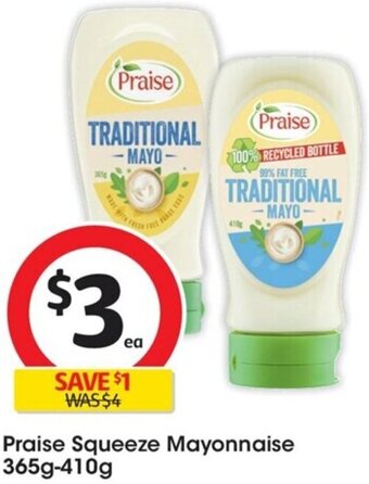 Coles Praise Squeeze Mayonnaise 365g-410g offer