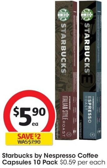 Coles Starbucks by Nespresso Coffee Capsules 10 Pack offer