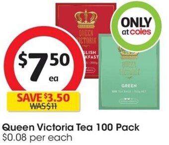 Coles Queen Victoria Tea 100 Pack offer