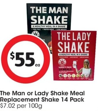 Coles The Man or Lady Shake Meal Replacement Shake 14 Pack offer