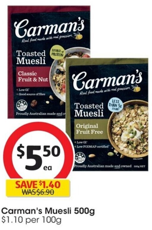 Carman's Muesli 500g offer at Coles