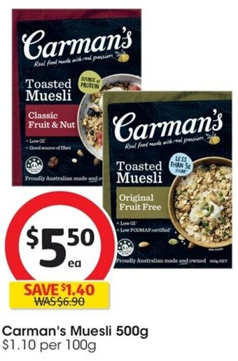 Coles Carman's Muesli 500g offer