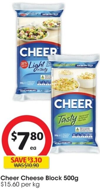 Coles Cheer Cheese Block 500g offer