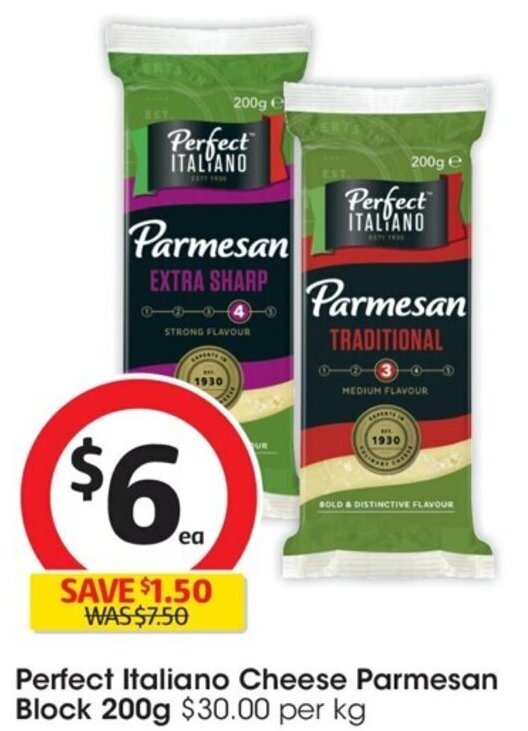 Perfect Italiano Cheese Parmesan Block 200g offer at Coles