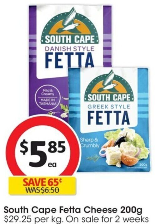 Coles South Cape Fetta Cheese 200g offer