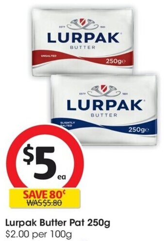 Coles Lurpak Butter Pat 250g offer