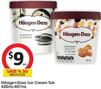 Coles Häagen-Dazs Ice Cream Tub 420mL-457mL offer