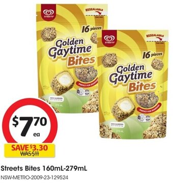Coles Streets Bites 160mL-279mL offer
