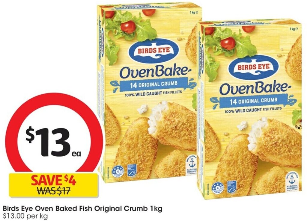 Birds Eye Oven Baked Fish Original Crumb 1kg offer at Coles