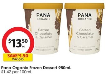 Coles Pana Organic Frozen Dessert 950mL offer