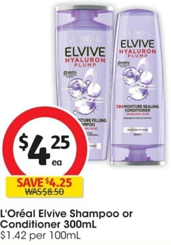 L'Oréal Elvive Shampoo or Conditioner 300mL