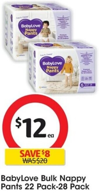 Coles BabyLove Bulk Nappy Pants 22 Pack-28 Pack offer