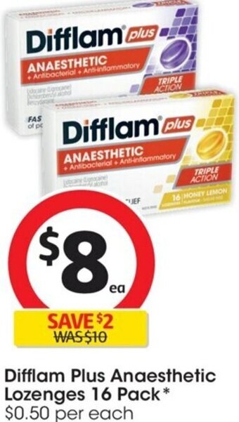 Coles Difflam Plus Anaesthetic Lozenges 16 Pack offer