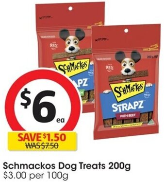 Coles Schmackos Dog Treats 200g offer