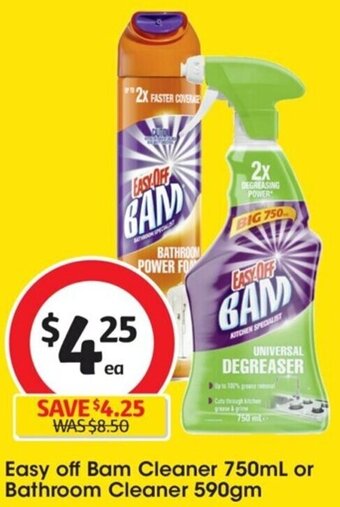 Coles Easy off Bam Cleaner 750mL or Bathroom Cleaner 590gm offer