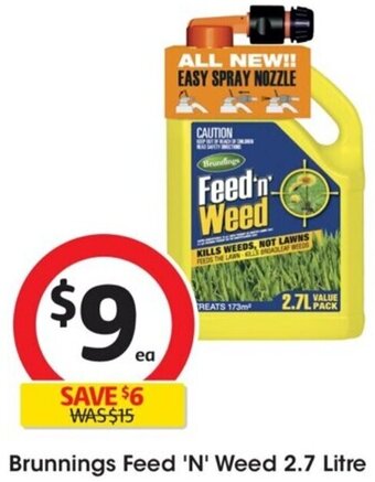 Coles Brunnings Feed 'N' Weed 2.7 Litre offer