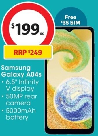 Coles Samsung Galaxy A04s offer
