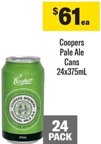 Coles Coopers Pale Ale Cans 24x375mL offer