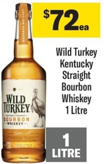 Coles Wild Turkey Kentucky Straight Bourbon Whiskey 1 Litre offer