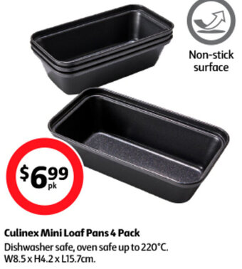 Coles Culinex Mini Loaf Pans 4 Pack offer