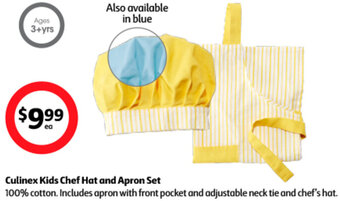 Coles Culinex Kids Chef Hat and Apron Set offer
