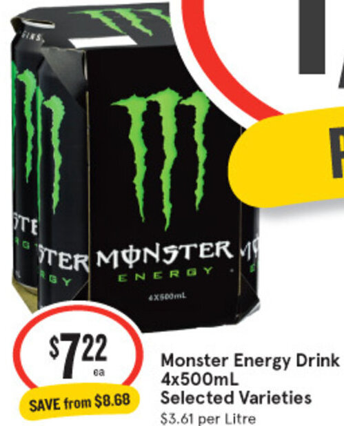 IGA Monster Energy Drink 4x500mL offer