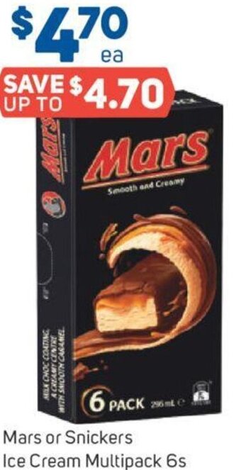 Foodland Mars or Snickers Ice Cream Multipack 6s offer