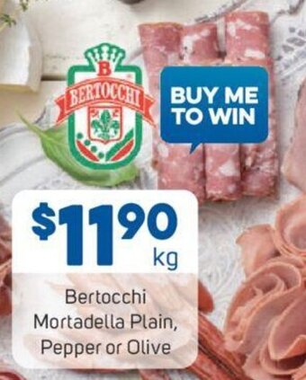 Foodland Bertocchi Mortadella Plain, Pepper or Olive offer
