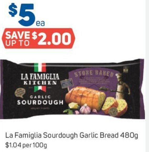 Foodland La Famiglia Sourdough Garlic Bread 480g offer