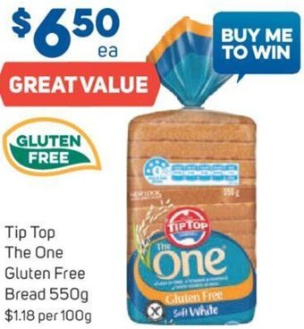 Foodland Tip Top The One Gluten Free Bread 550g offer