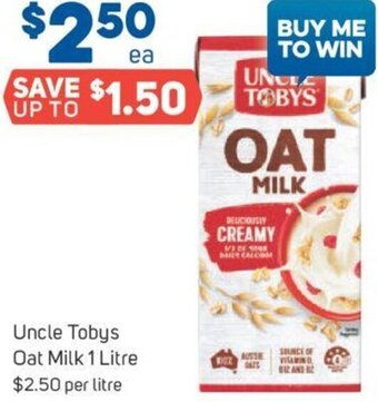 Foodland Uncle Tobys Oat Milk 1 Litre offer