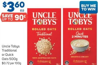 Foodland Uncle Tobys Traditional or Quick Oats 500g offer