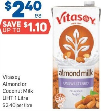Foodland Vitasoy Almond or Coconut Milk UHT 1 Litre offer