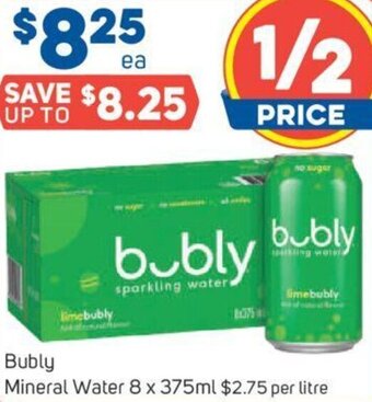 Foodland Bubly Mineral Water 8 x 375ml offer