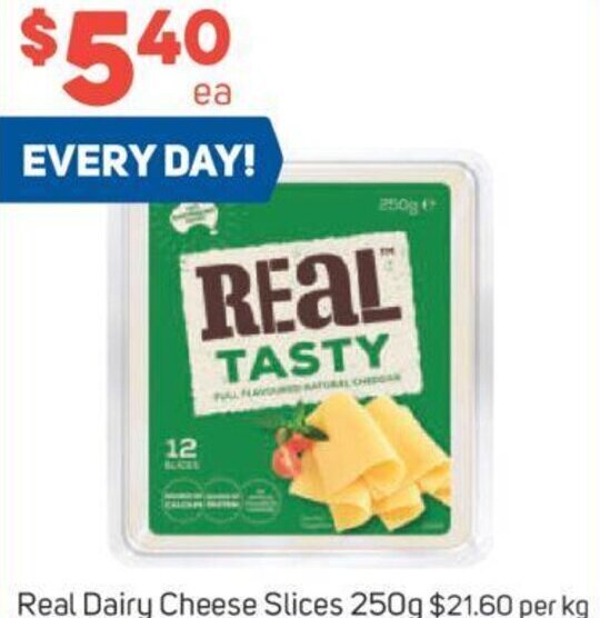 Real Dairy Cheese Slices Real Dairy Cheese Slices 250g 21.60 per kg