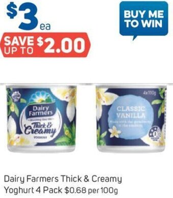 Foodland Dairy Farmers Thick & Creamy Yoghurt 4 Pack offer