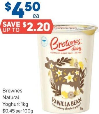 Foodland Brownes Natural Yoghurt 1kg offer