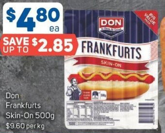 Foodland Don Frankfurts Skin-On 500g offer