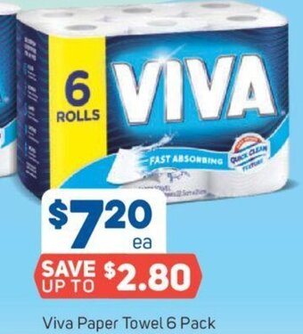 Foodland Viva Paper Towel 6 Pack offer