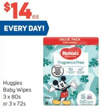 Foodland Huggies Baby Wipes 3 x 80s or 3 x 72s offer
