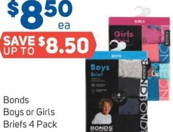 Foodland Bonds Boys or Girls Briefs 4 Pack offer