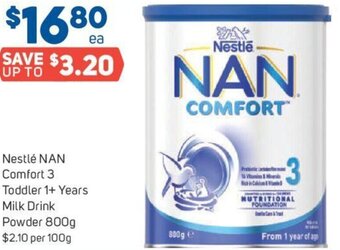 Foodland Nestlé NAN Comfort 3 Toddler 1+ Years Milk Drink Powder 800g offer