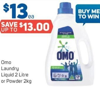 Foodland Omo Laundry Liquid 2 Litre or Powder 2kg offer