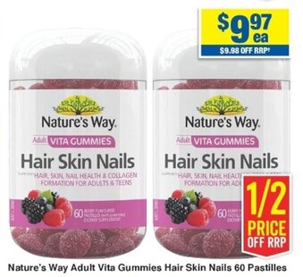 My Chemist Nature's Way Adult Vita Gummies Hair Skin Nails 60 Pastilles offer
