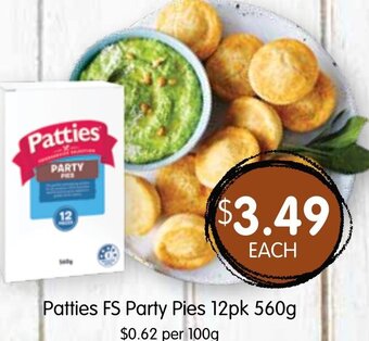 Spudshed Patties FS Party Pies 12pk 560g offer