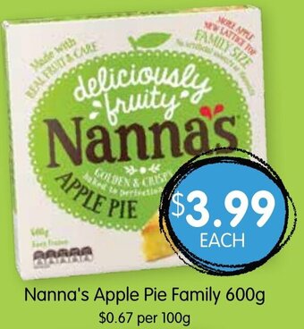 Spudshed Nanna's Apple Pie Family 600g offer
