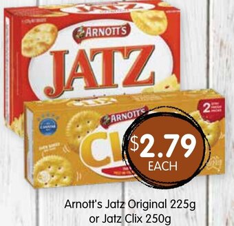 Arnott's Jatz Original 225g or Jatz Clix 250g